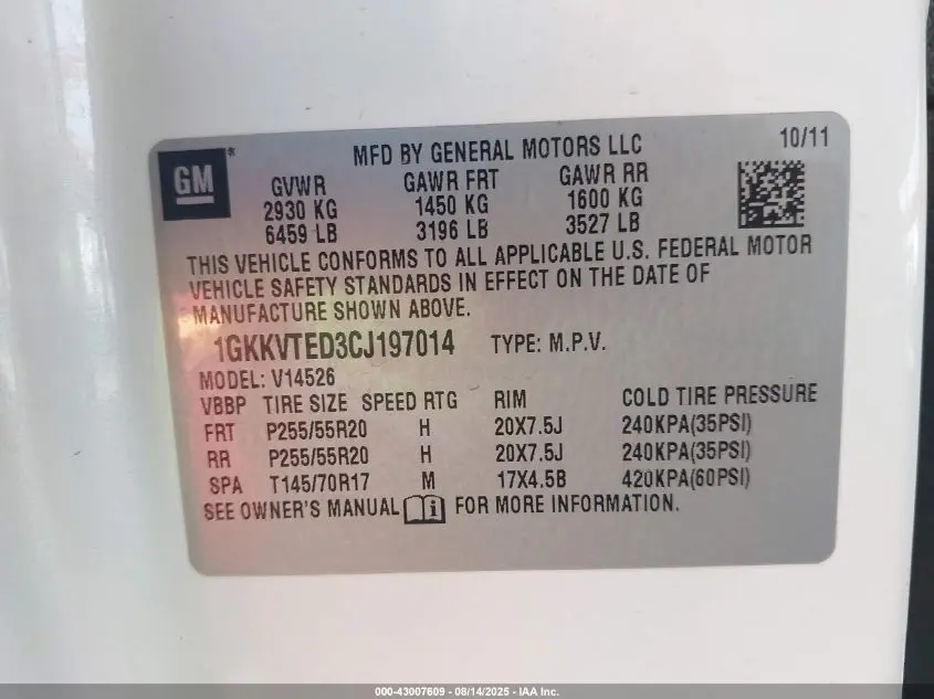 2012 GMC ACADIA DENALI