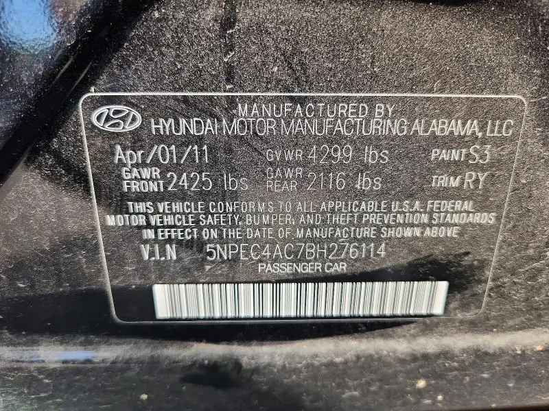 2011 HYUNDAI SONATA LIMITED  