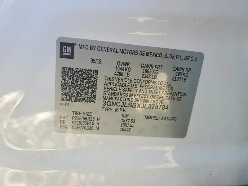 2018 CHEVROLET TRAX 1LT  