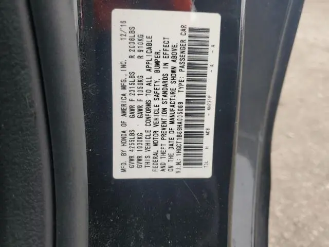 2017 HONDA ACCORD EXL  