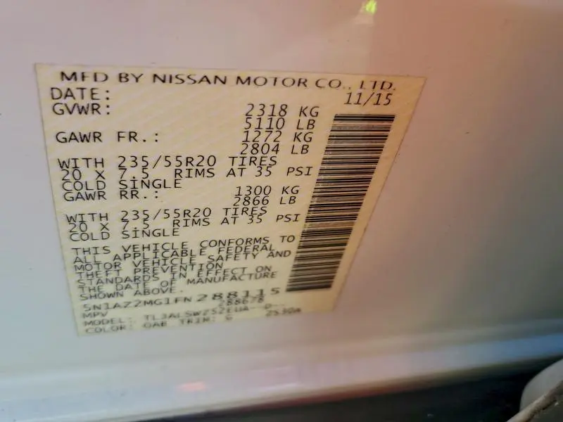 2015 NISSAN MURANO S  