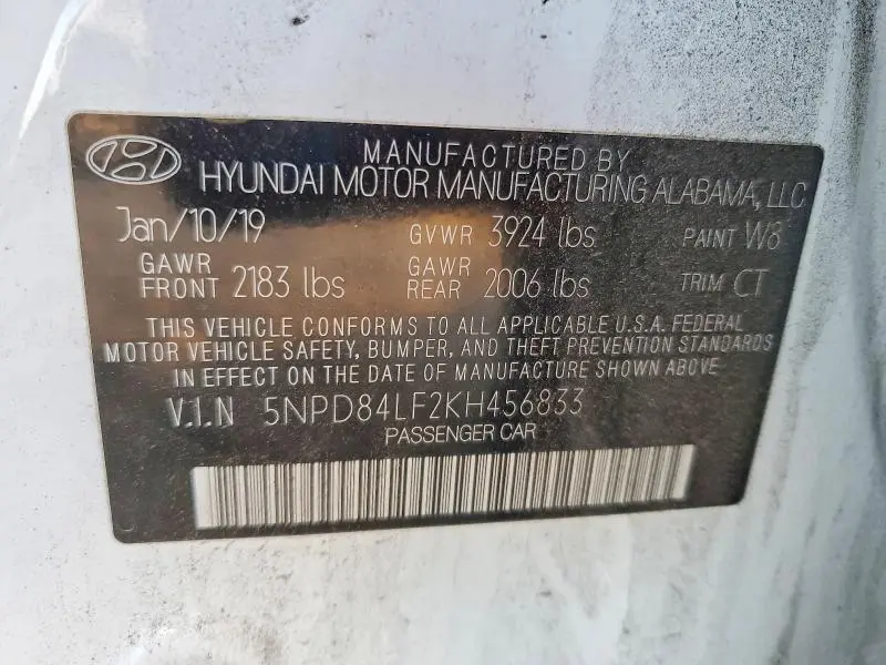 2019 HYUNDAI ELANTRA SEL  