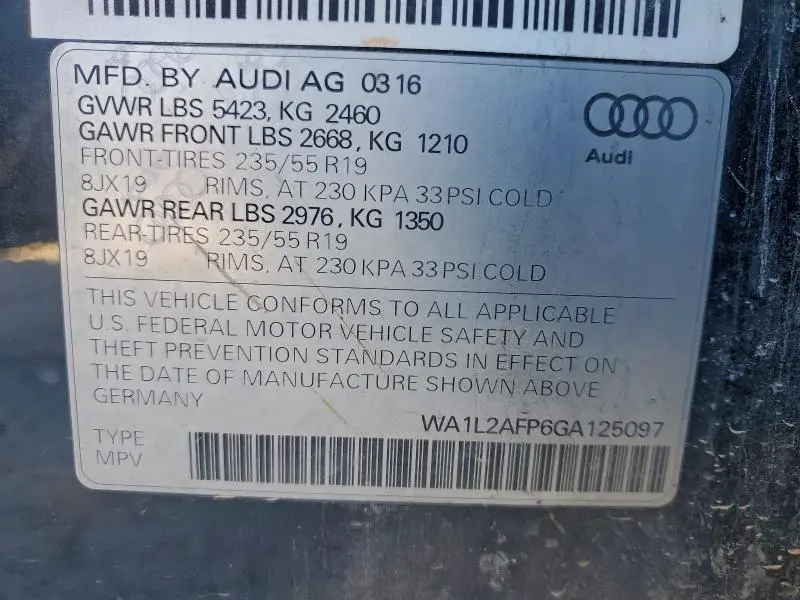 2016 AUDI Q5 PREMIUM PLUS  