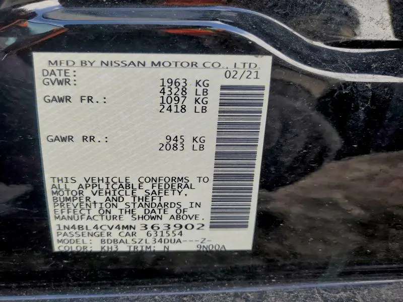 2021 NISSAN ALTIMA SR  