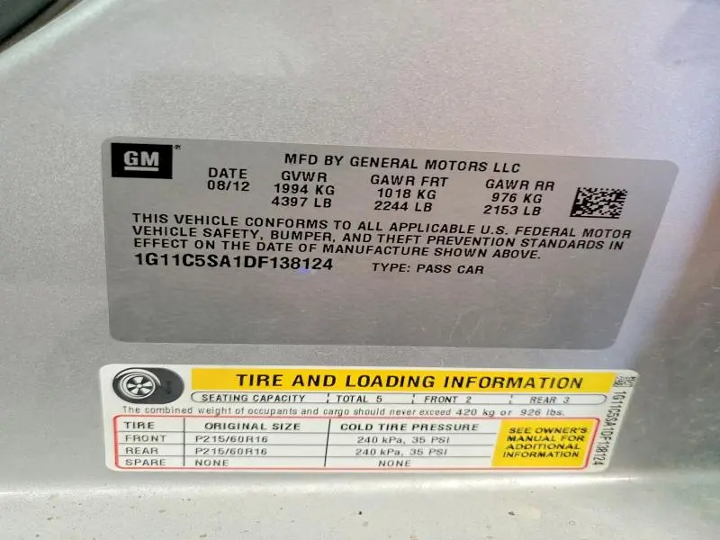 2013 CHEVROLET MALIBU 1LT  