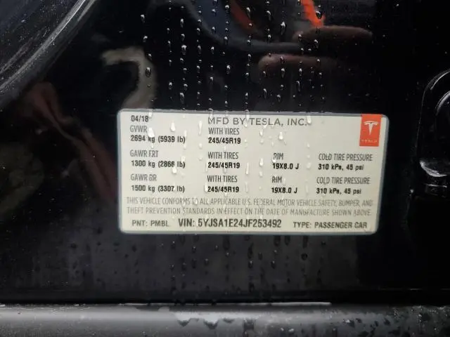 2018 TESLA MODEL S   