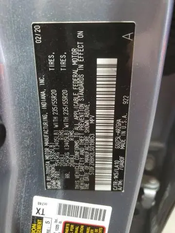 2020 TOYOTA HIGHLANDER PLATINUM  