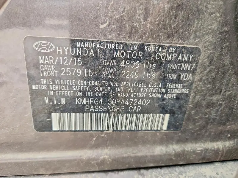 2015 HYUNDAI AZERA BASE  