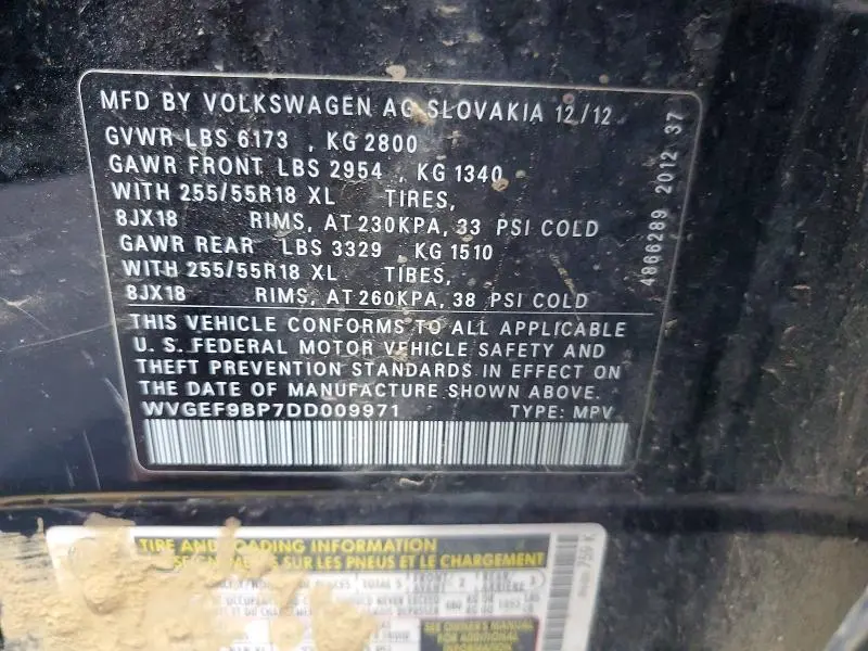 2013 VOLKSWAGEN TOUAREG V6  