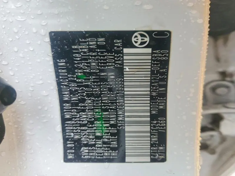 2022 TOYOTA COROLLA SE  