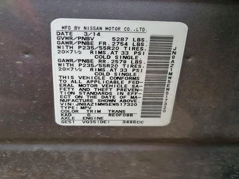 2014 NISSAN MURANO LE  