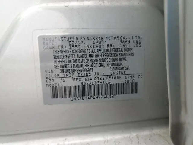 2017 NISSAN SENTRA S  