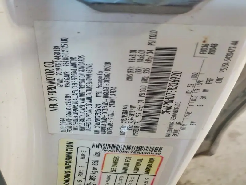 2014 FORD FUSION SE  