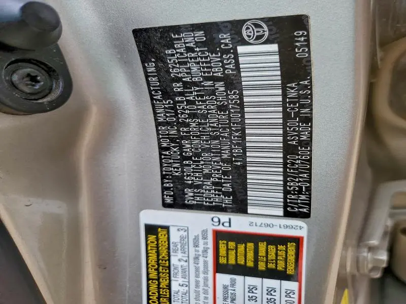 2015 TOYOTA CAMRY LE  