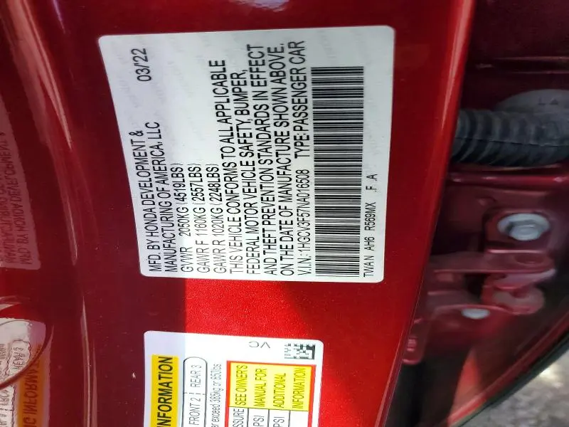 2022 HONDA ACCORD HYBRID EXL  