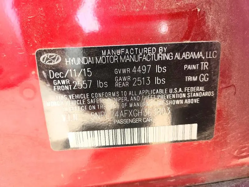 2016 HYUNDAI SONATA SE  
