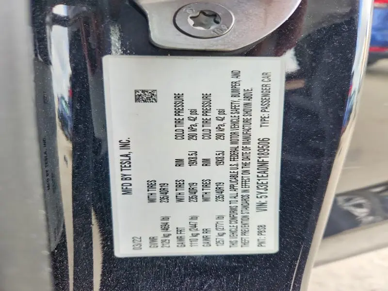 2022 TESLA MODEL 3   