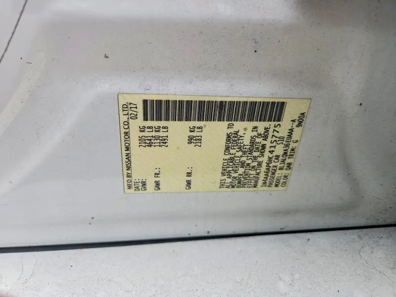 2017 NISSAN MAXIMA 3.5 S  