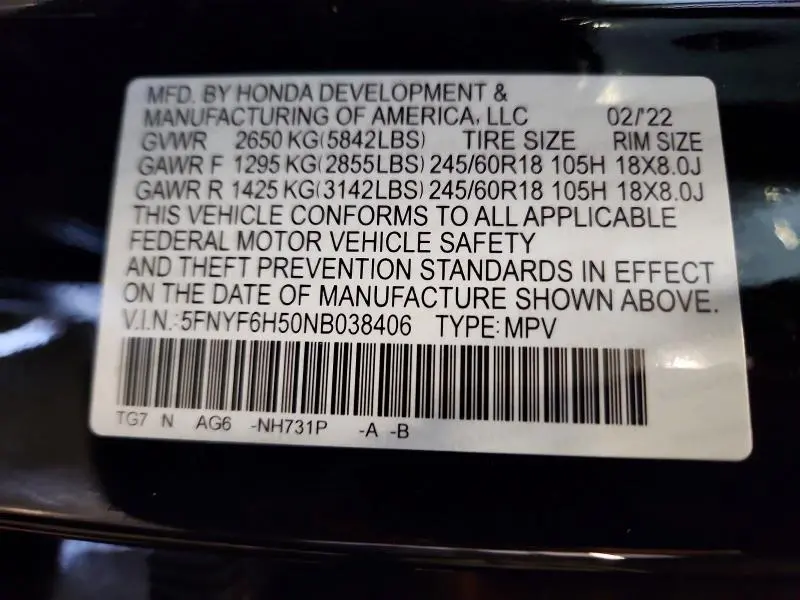2022 HONDA PILOT EXL  