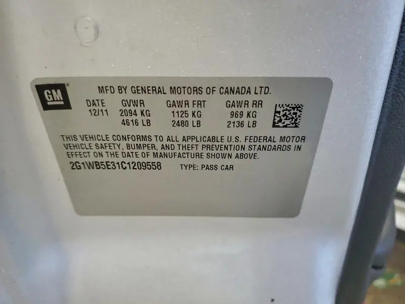 2012 CHEVROLET IMPALA LT  