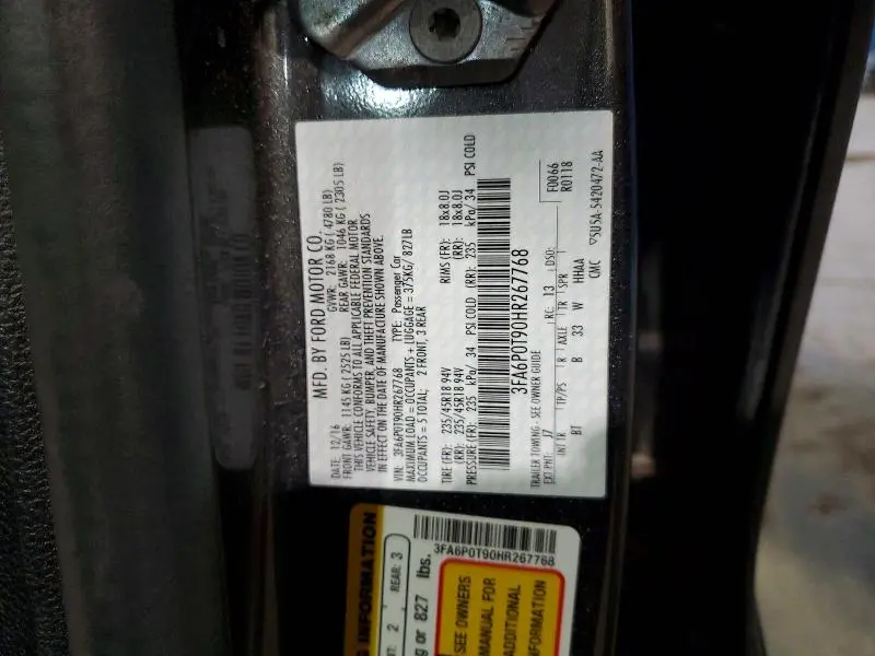 2017 FORD FUSION SE  