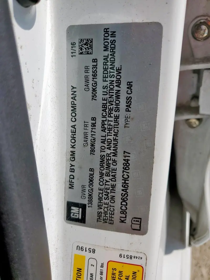 2017 CHEVROLET SPARK 1LT  