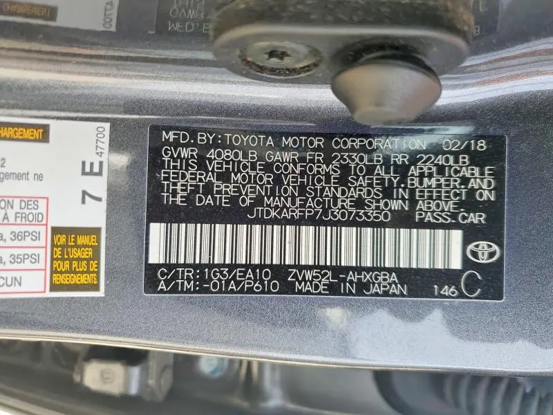 2018 TOYOTA PRIUS PRIME   