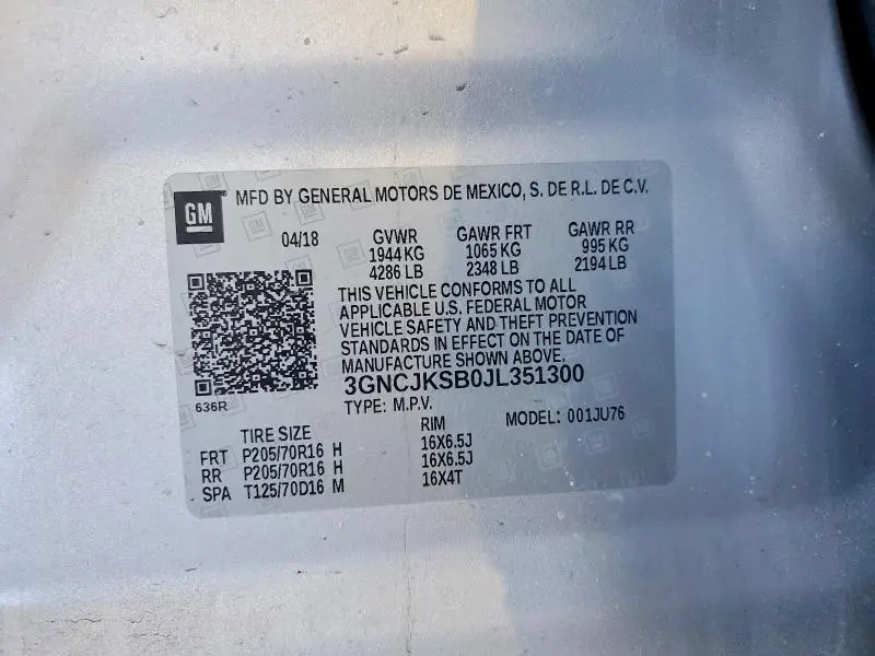 2018 CHEVROLET TRAX LS  