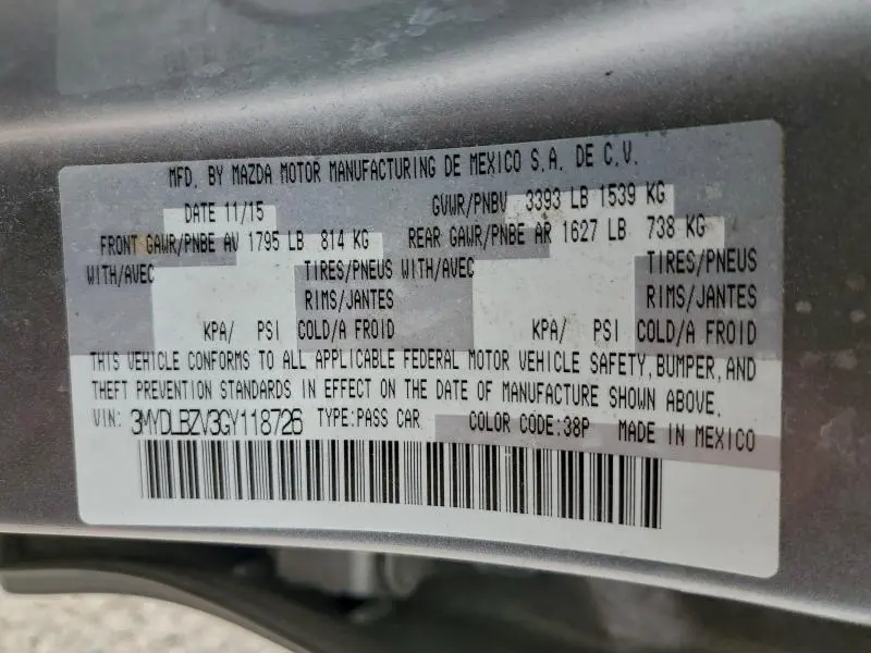 2016 TOYOTA SCION IA   