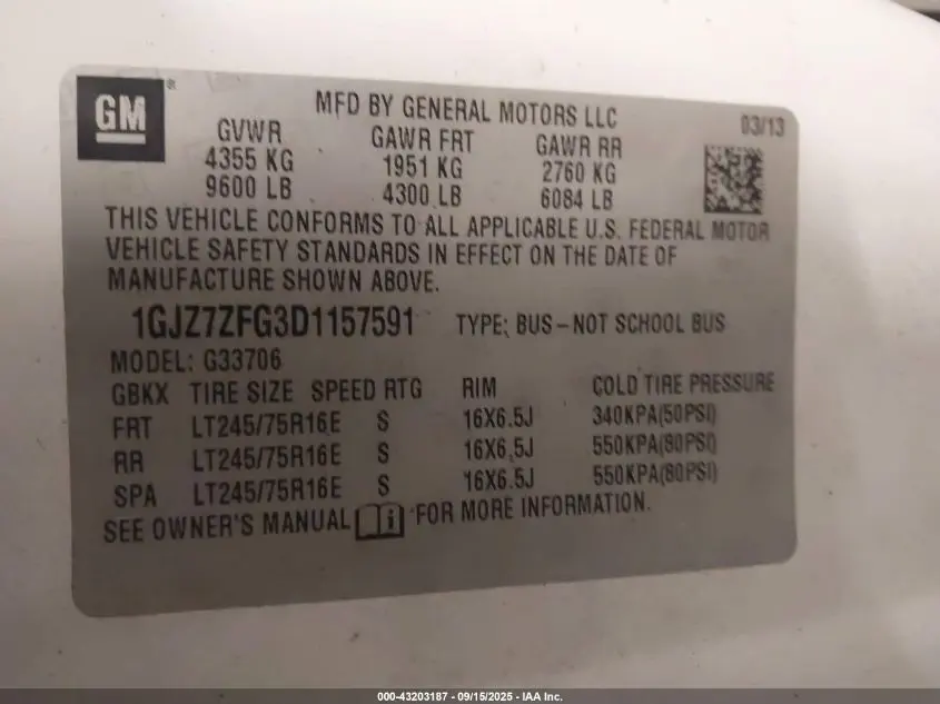 2013 GMC SAVANA 3500 LS