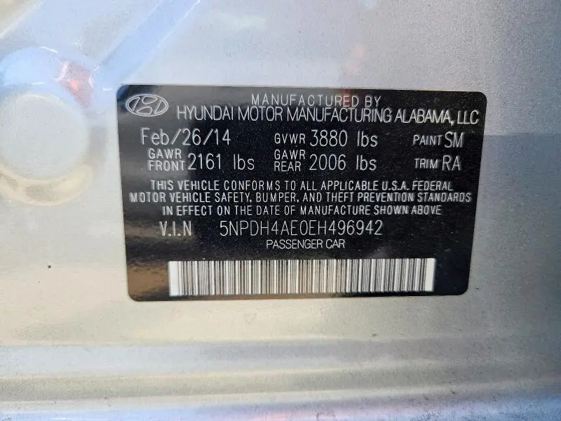 2014 HYUNDAI ELANTRA SE  