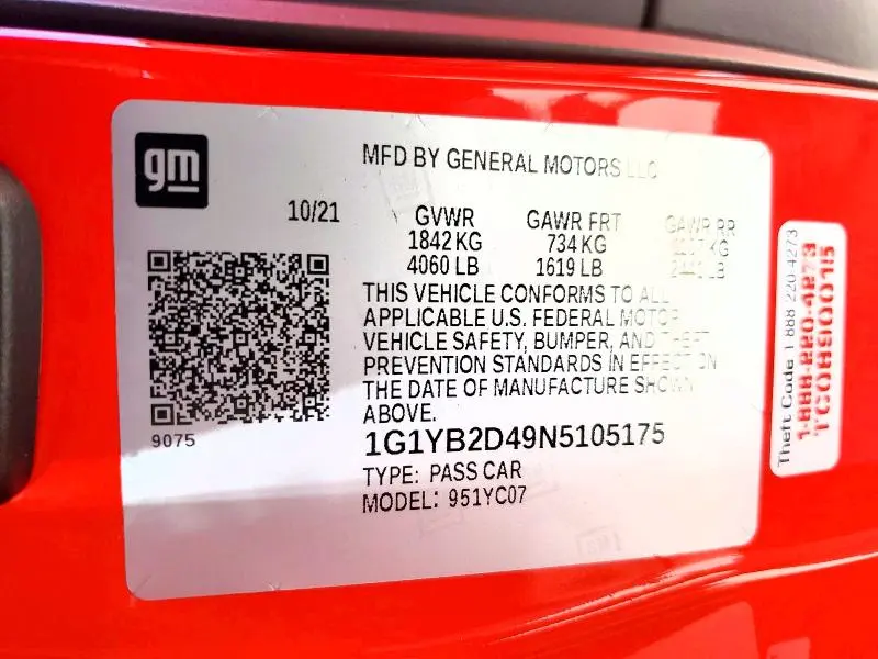 2022 CHEVROLET CORVETTE STINGRAY 2LT  