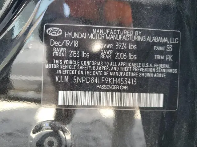 2019 HYUNDAI ELANTRA SEL
