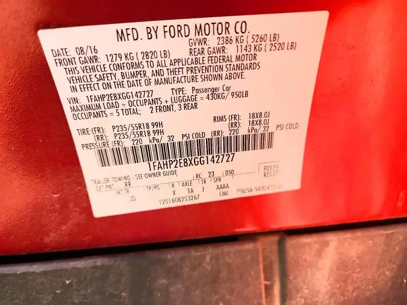 2016 FORD TAURUS SEL  