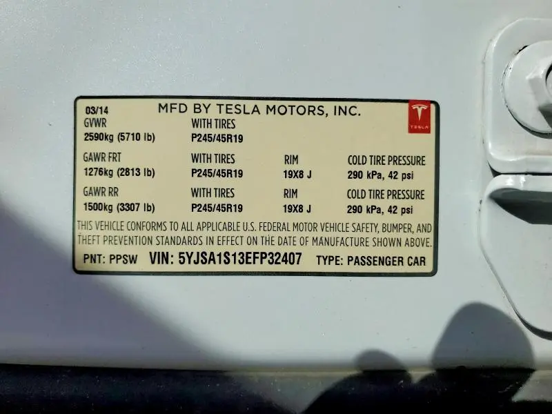 2014 TESLA MODEL S   
