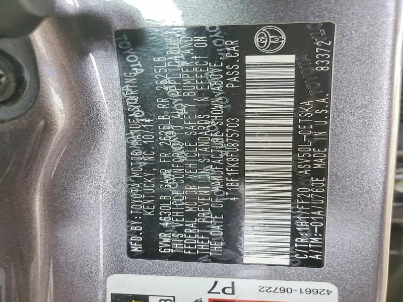 2015 TOYOTA CAMRY LE  