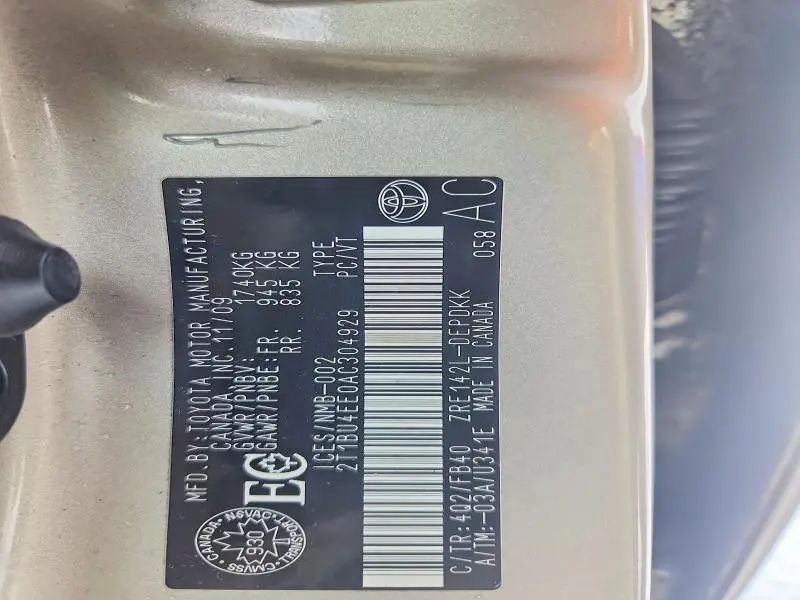 2010 TOYOTA COROLLA BASE  