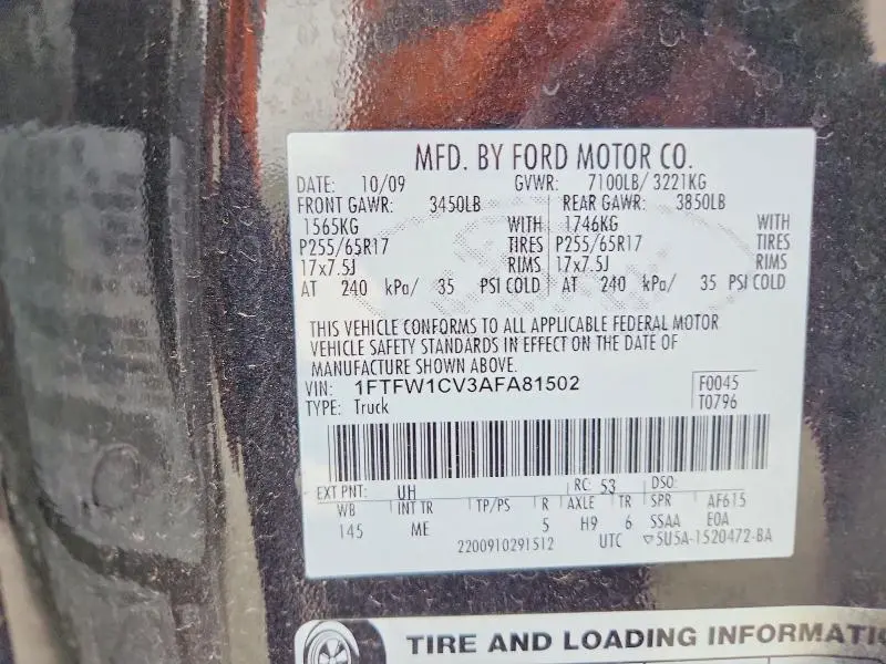 2010 FORD F150 SUPERCREW  