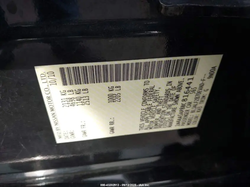 2011 NISSAN MAXIMA 3.5 SV