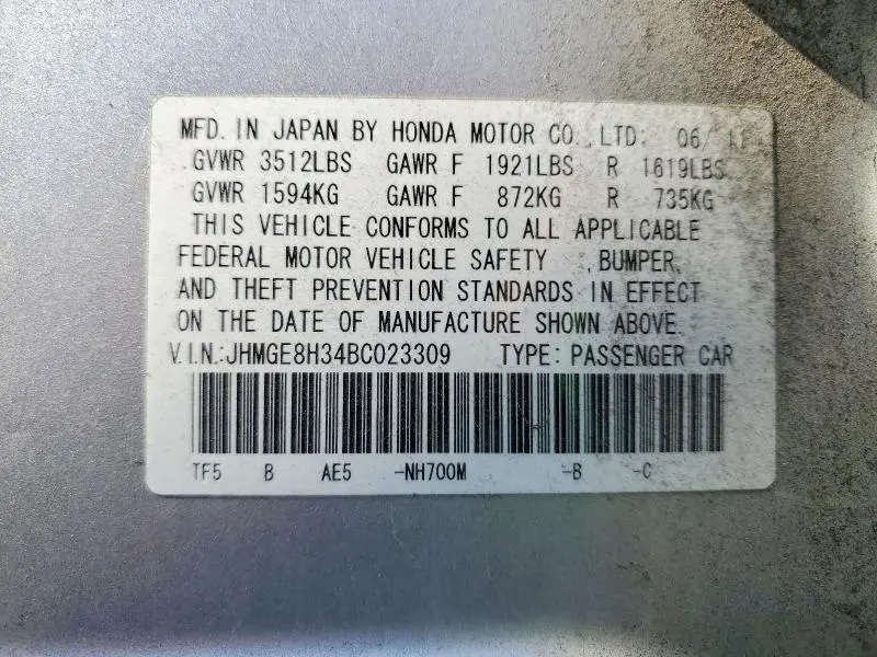 2011 HONDA FIT   