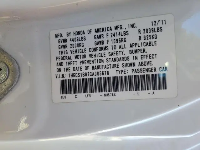 2012 HONDA ACCORD EXL