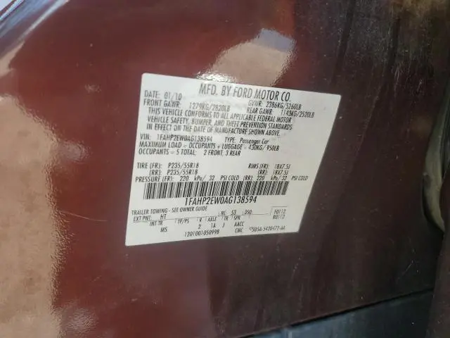 2010 FORD TAURUS SEL  
