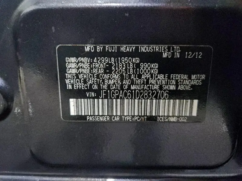 2013 SUBARU IMPREZA PREMIUM  