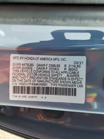 2021 HONDA ACCORD SPORT SE  