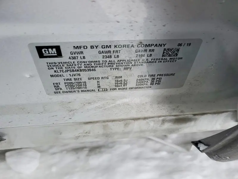 2019 CHEVROLET TRAX 1LT  