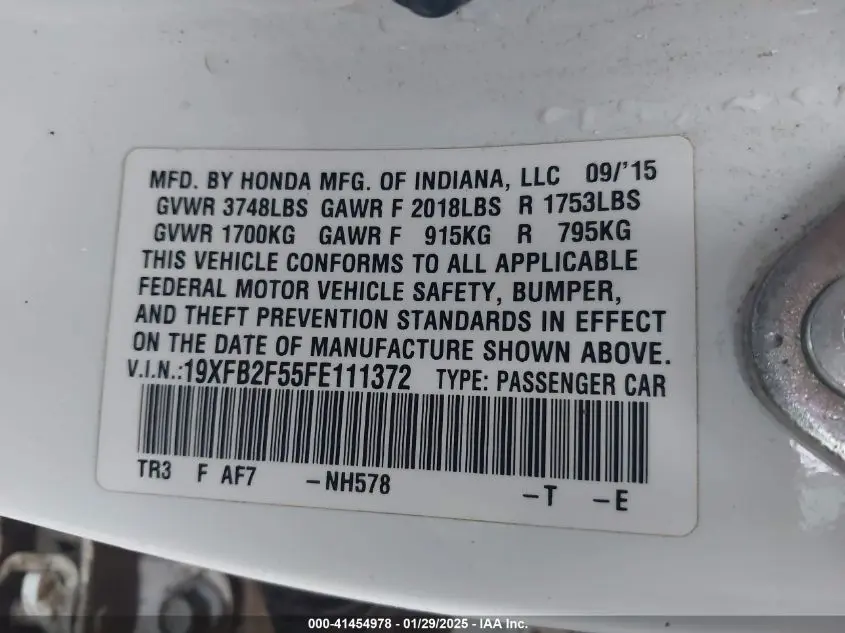2015 HONDA CIVIC LX
