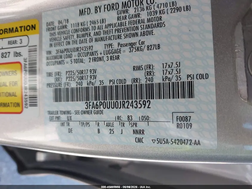 2018 FORD FUSION HYBRID S