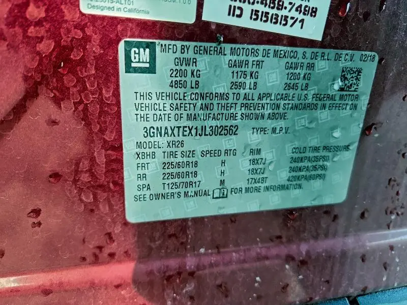 2018 CHEVROLET EQUINOX LT  