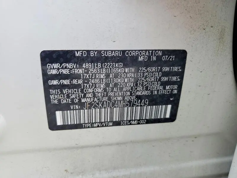 2021 SUBARU FORESTER   