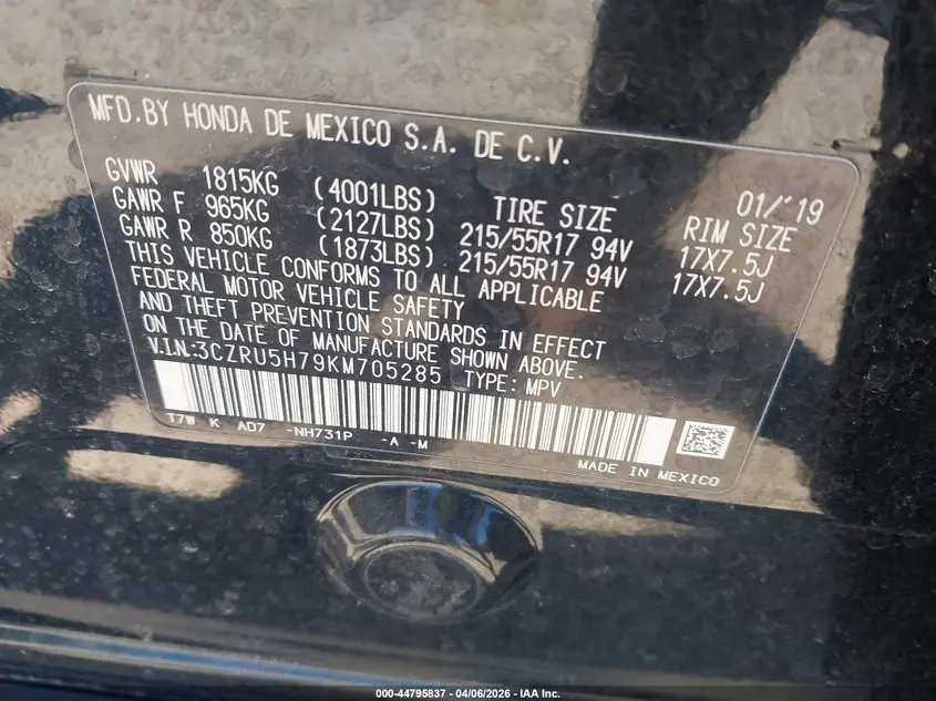 2019 HONDA HR-V EX-L